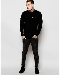 schwarzer Pullover mit einem Rundhalsausschnitt von Asos