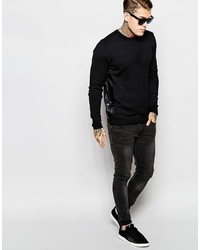 schwarzer Pullover mit einem Rundhalsausschnitt von Asos