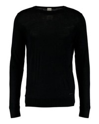 schwarzer Pullover mit einem Rundhalsausschnitt von Bugatti