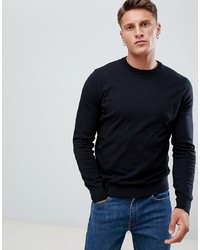 schwarzer Pullover mit einem Rundhalsausschnitt von Burton Menswear