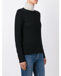 schwarzer Pullover mit einem Rundhalsausschnitt von Le Kasha