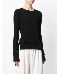 schwarzer Pullover mit einem Rundhalsausschnitt von Cashmere In Love