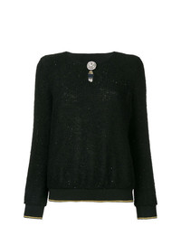 schwarzer Pullover mit einem Rundhalsausschnitt von Cavalli Class