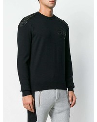 schwarzer Pullover mit einem Rundhalsausschnitt von Philipp Plein