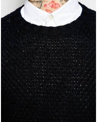 schwarzer Pullover mit einem Rundhalsausschnitt von Lee