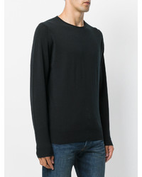 schwarzer Pullover mit einem Rundhalsausschnitt von John Smedley