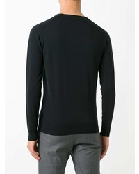 schwarzer Pullover mit einem Rundhalsausschnitt von John Smedley