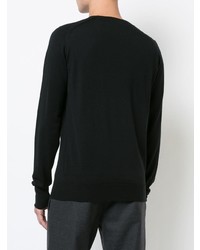 schwarzer Pullover mit einem Rundhalsausschnitt von John Smedley