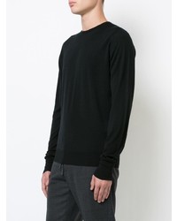 schwarzer Pullover mit einem Rundhalsausschnitt von John Smedley