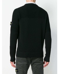 schwarzer Pullover mit einem Rundhalsausschnitt von Stone Island