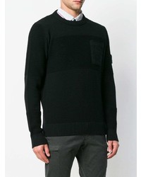 schwarzer Pullover mit einem Rundhalsausschnitt von Stone Island