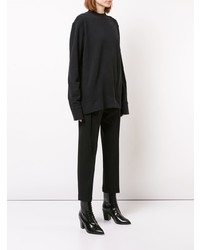 schwarzer Pullover mit einem Rundhalsausschnitt von Ann Demeulemeester