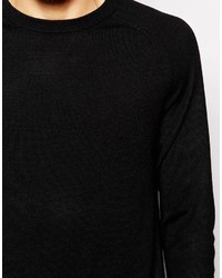 schwarzer Pullover mit einem Rundhalsausschnitt von Weekday