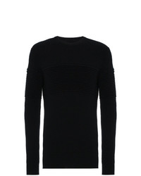schwarzer Pullover mit einem Rundhalsausschnitt von Curieux