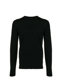 schwarzer Pullover mit einem Rundhalsausschnitt von Dell'oglio