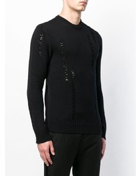 schwarzer Pullover mit einem Rundhalsausschnitt von Les Hommes