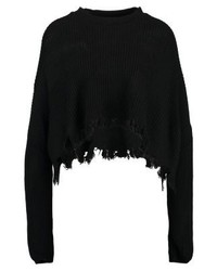 schwarzer Pullover mit einem Rundhalsausschnitt von Double Agent