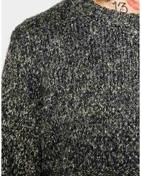 schwarzer Pullover mit einem Rundhalsausschnitt von Dr. Denim