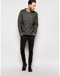 schwarzer Pullover mit einem Rundhalsausschnitt von Dr. Denim