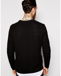 schwarzer Pullover mit einem Rundhalsausschnitt von Dr. Denim