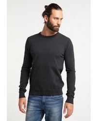 schwarzer Pullover mit einem Rundhalsausschnitt von Dreimaster