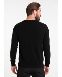 schwarzer Pullover mit einem Rundhalsausschnitt von Dreimaster