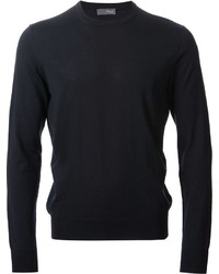 schwarzer Pullover mit einem Rundhalsausschnitt von Drumohr