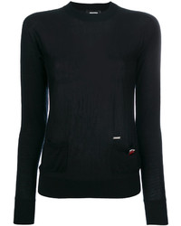 schwarzer Pullover mit einem Rundhalsausschnitt von Dsquared2
