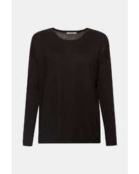 schwarzer Pullover mit einem Rundhalsausschnitt von edc by Esprit
