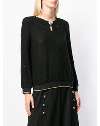 schwarzer Pullover mit einem Rundhalsausschnitt von Cavalli Class