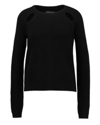 schwarzer Pullover mit einem Rundhalsausschnitt von Even&Odd