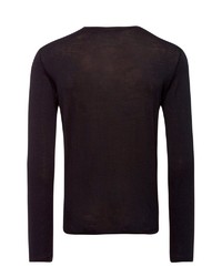 schwarzer Pullover mit einem Rundhalsausschnitt von Falke