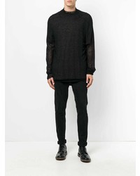 schwarzer Pullover mit einem Rundhalsausschnitt von Rick Owens