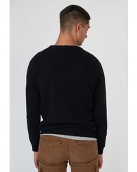 schwarzer Pullover mit einem Rundhalsausschnitt von Funky Buddha