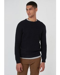 schwarzer Pullover mit einem Rundhalsausschnitt von Funky Buddha