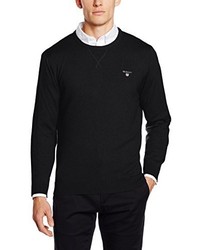 schwarzer Pullover mit einem Rundhalsausschnitt von Gant