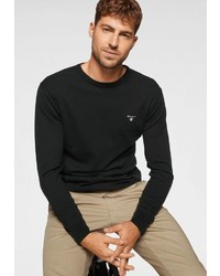 schwarzer Pullover mit einem Rundhalsausschnitt von Gant