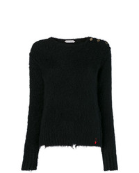 schwarzer Pullover mit einem Rundhalsausschnitt von Giacobino