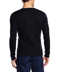 schwarzer Pullover mit einem Rundhalsausschnitt von Hilfiger Denim