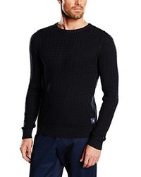 schwarzer Pullover mit einem Rundhalsausschnitt von Hilfiger Denim