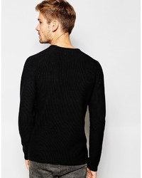 schwarzer Pullover mit einem Rundhalsausschnitt von Selected
