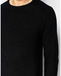 schwarzer Pullover mit einem Rundhalsausschnitt von Selected