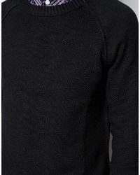 schwarzer Pullover mit einem Rundhalsausschnitt von Selected