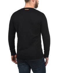 schwarzer Pullover mit einem Rundhalsausschnitt von INDICODE