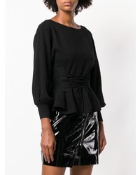 schwarzer Pullover mit einem Rundhalsausschnitt von Jovonna