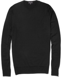 schwarzer Pullover mit einem Rundhalsausschnitt von John Smedley