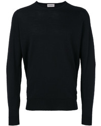 schwarzer Pullover mit einem Rundhalsausschnitt von John Smedley