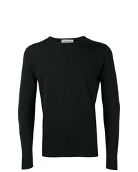 schwarzer Pullover mit einem Rundhalsausschnitt von John Smedley