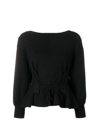 schwarzer Pullover mit einem Rundhalsausschnitt von Jovonna