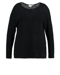 schwarzer Pullover mit einem Rundhalsausschnitt von Junarose